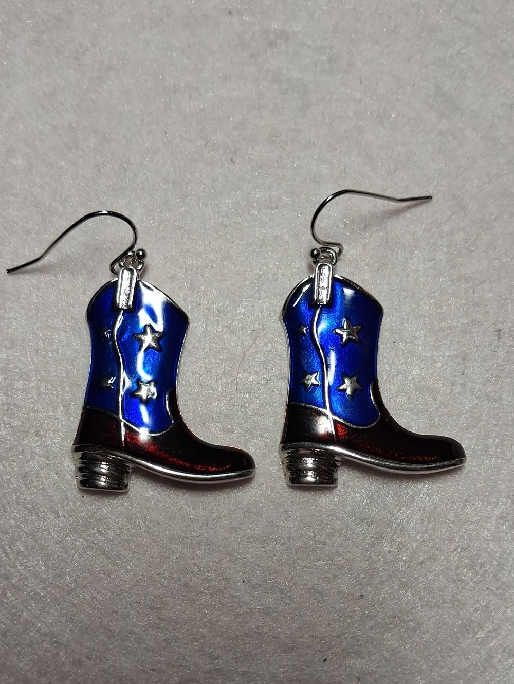 263- Western Boot Dangle Earrings - Blue and Black